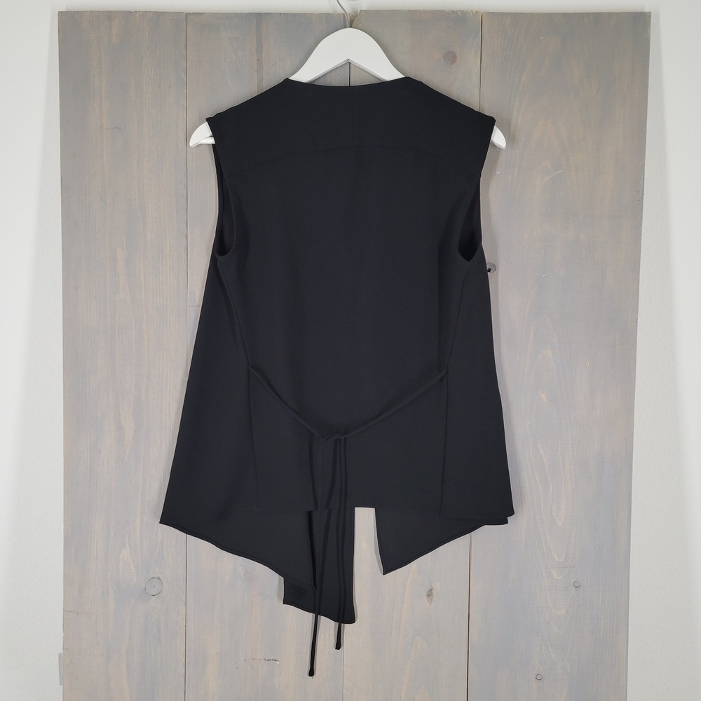 Zara Woman Vest Women Small Black Open Front Drape Waterfall Tie Back Sleeveless - Picture 4 of 8